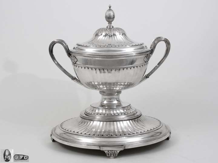 Monumental Silver Soup Tureen on Stand with Covered Liner